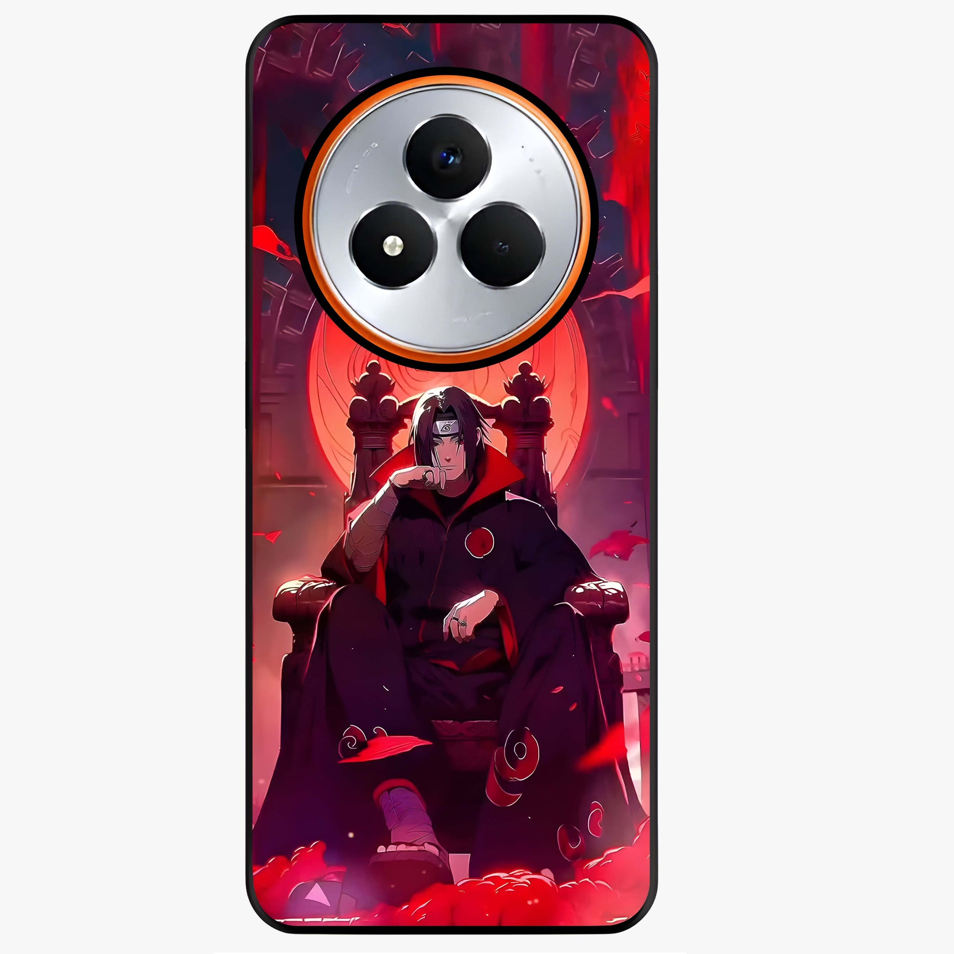 Blood Moon Sovereign Glass Case showing flat back view with mystical blood moon artwork and glossy glass finish.