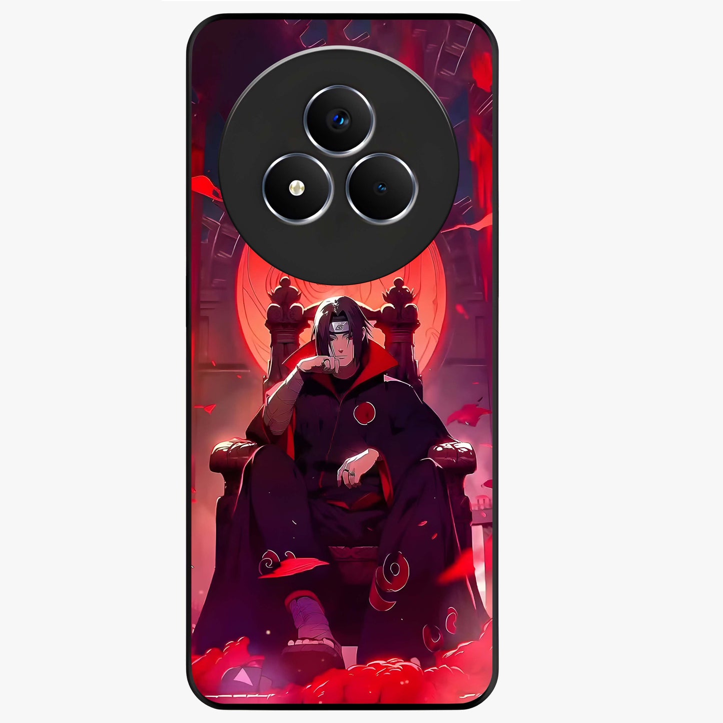 Blood Moon Sovereign Glass Case showing flat back view with mystical blood moon artwork and glossy glass finish.