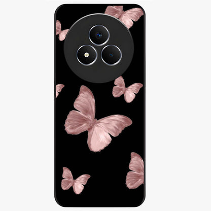 Butterfly Pattern Glass Case showing flat back view with elegant butterfly pattern artwork and glossy glass finish.