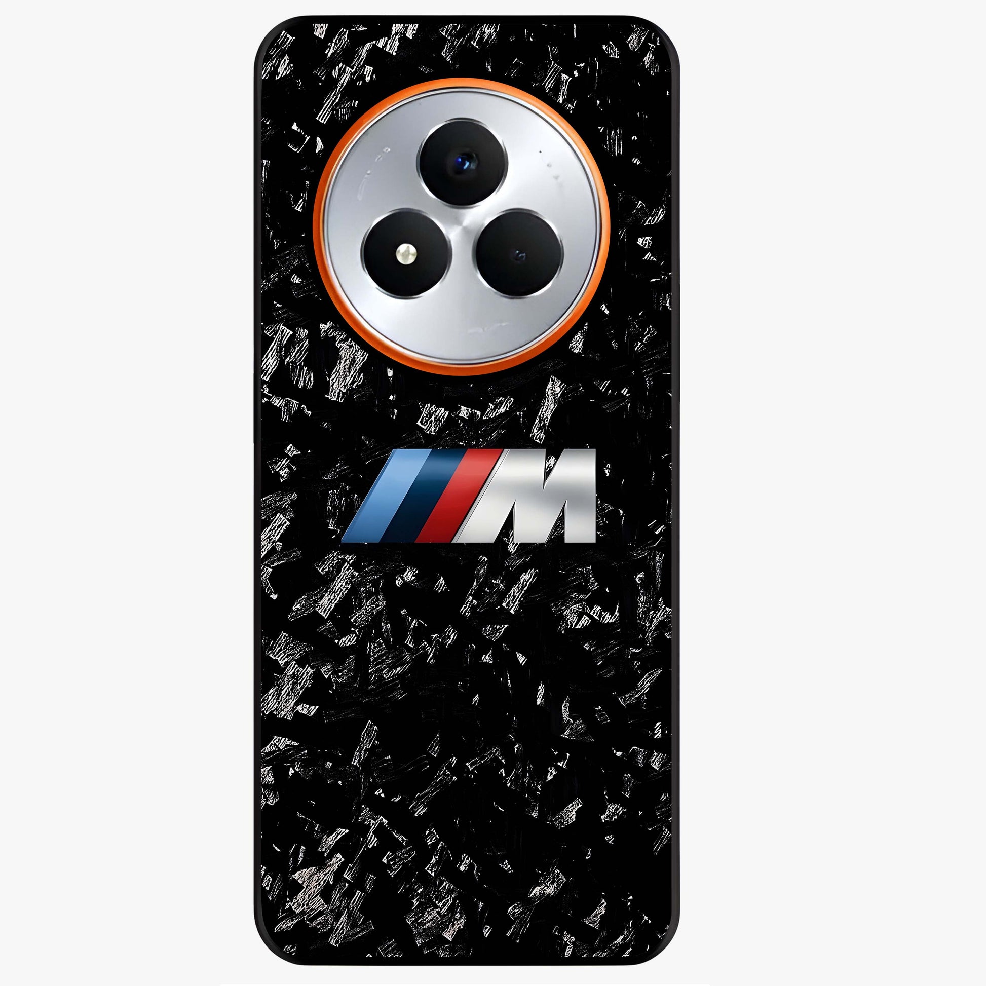 Carbon Speed Mark Glass Case showing flat back view with sporty carbon pattern artwork and glossy glass finish.