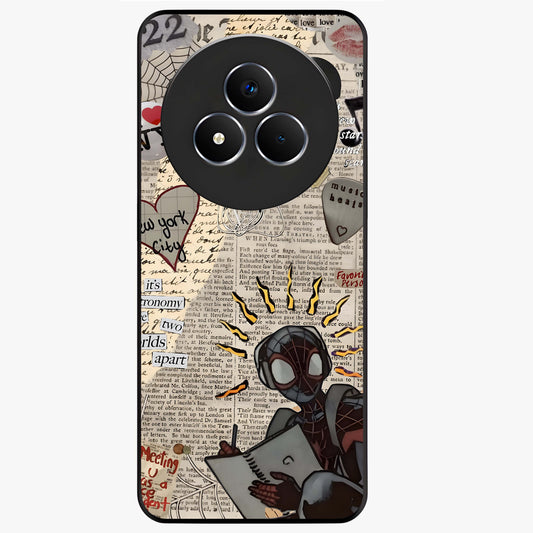 City Dream Sketch Glass Case showing flat back view with artistic city skyline sketch artwork and glossy glass finish.