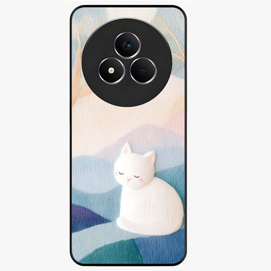 Cotton Dream Cat Glass Case showing flat back view with soft dreamy cat artwork and glossy glass finish.