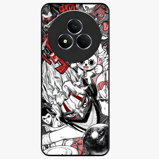 Crimson Chaos Panel Glass Case showing flat back view with bold crimson abstract artwork and glossy glass finish.