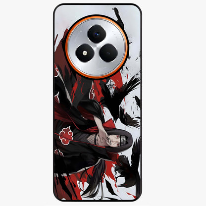 Crimson Crow Illusion Glass Case showing flat back view with artistic crow illusion artwork and glossy glass finish.