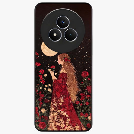 Crimson Dreams Glass Case showing flat back view with dreamy crimson artwork and glossy glass finish.