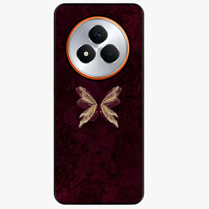 Crimson Fade Butterfly Glass Case showing flat back view with fading butterfly artwork and glossy glass finish.