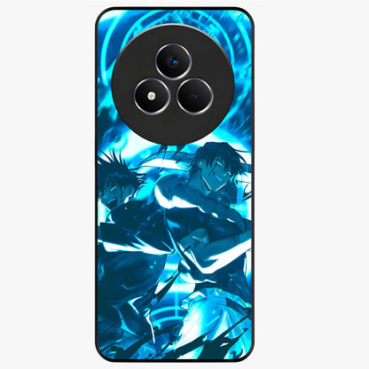 Cursed Energy Clash Glass Case showing flat back view with intense cursed energy artwork and glossy glass finish.