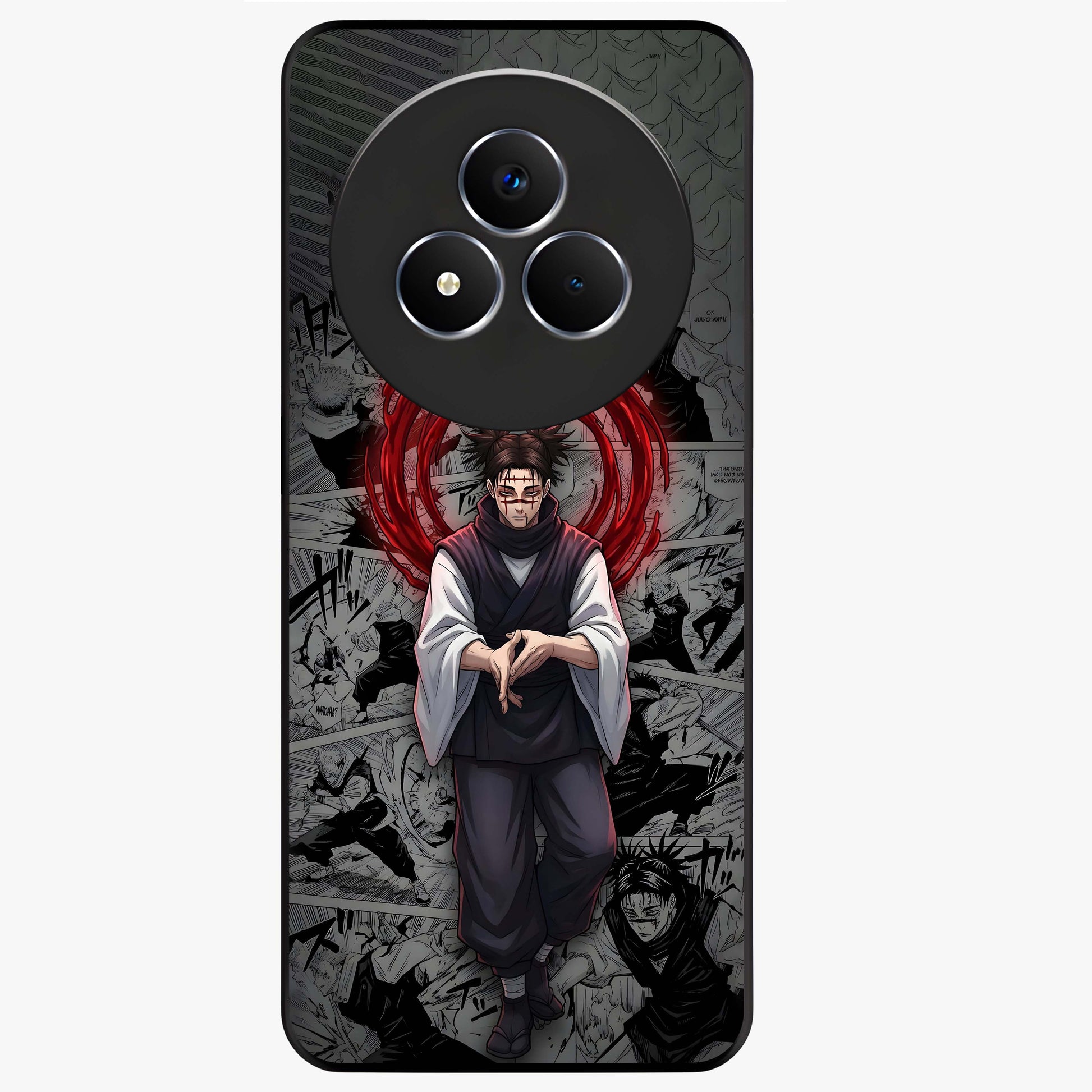 Cursed Ritual Ascension Glass Case showing flat back view with dark ritual themed artwork and glossy glass finish.