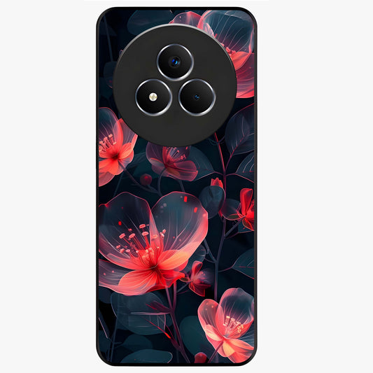 Dark Shade of Flower Glass Case showing flat back view with elegant dark floral artwork and glossy glass finish.
