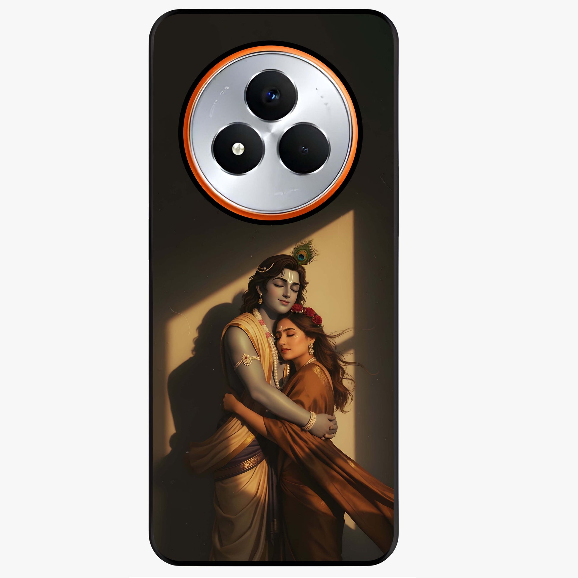 Divine Eternal Love Glass Case showing flat back view with spiritual love themed artwork and glossy glass finish.