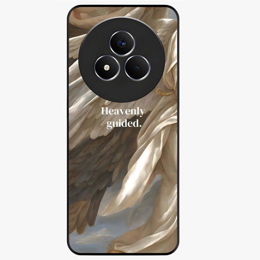 Divine Winged Grace Glass Case showing flat back view with elegant wing inspired artwork and glossy glass finish.