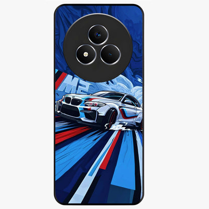 Drift Power Rush Glass Case showing flat back view with dynamic racing inspired artwork and glossy glass finish.