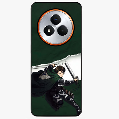 Emerald War Vanguard Glass Case showing flat back view with powerful warrior themed artwork and glossy glass finish.