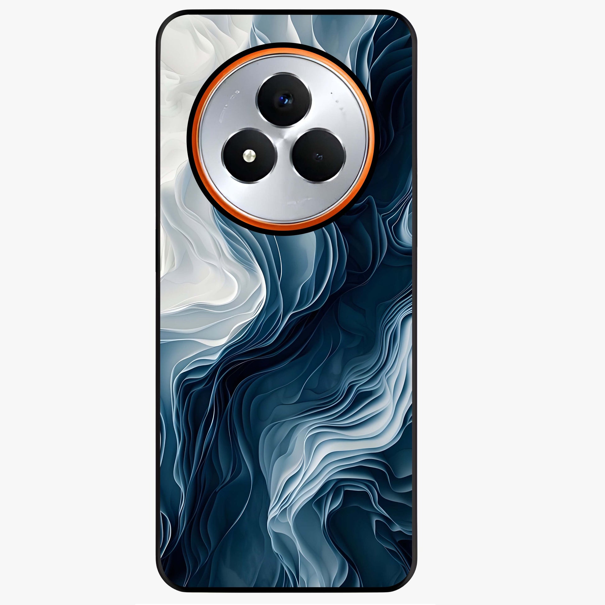 Ethereal Paper Marble Glass Case showing flat back view with soft marble paper texture artwork and glossy glass finish.