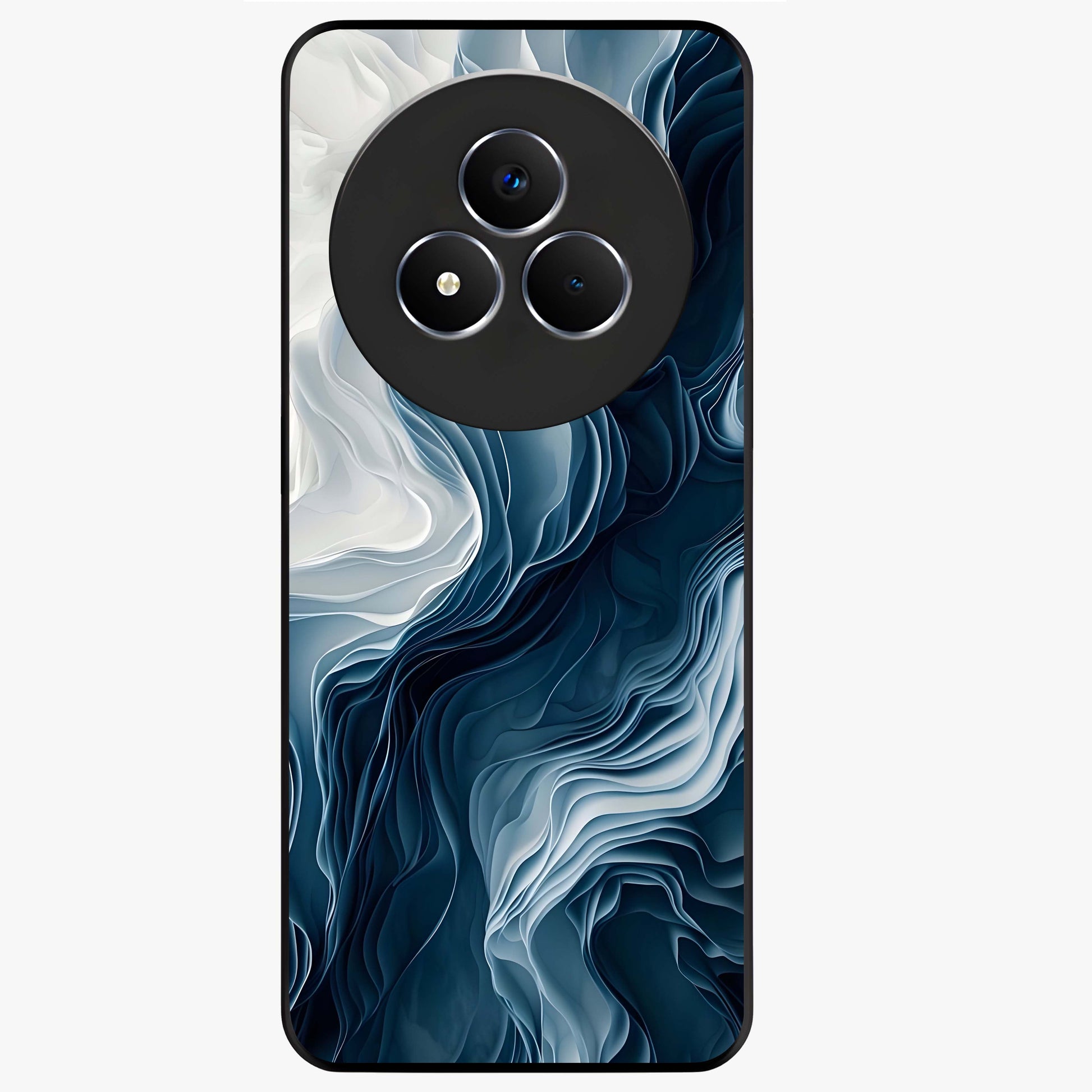 Ethereal Paper Marble Glass Case showing flat back view with soft marble paper texture artwork and glossy glass finish.