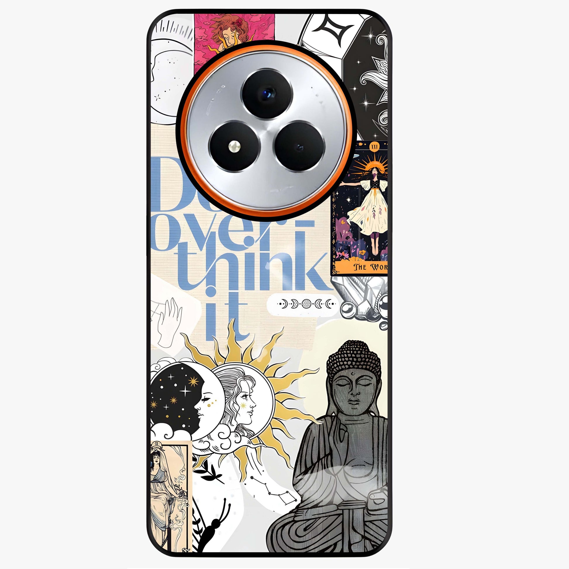 Ethereal Thoughts Glass Case showing flat back view with dreamy artistic artwork and glossy glass finish.