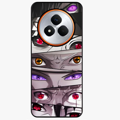 Eyes of Destiny Glass Case showing flat back view with striking eye themed artwork and glossy glass finish.