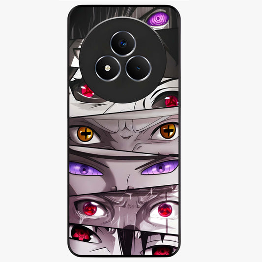 Eyes of Destiny Glass Case showing flat back view with striking eye themed artwork and glossy glass finish.