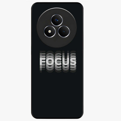 Focus Mode On Glass Case showing flat back view with bold motivational typography design and glossy glass finish.
