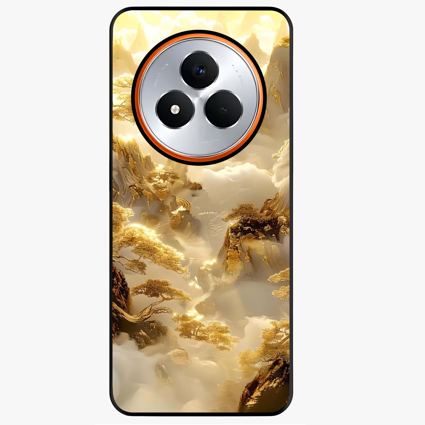 Gates Of Illumination Glass Case showing flat back view with mystical illuminated gate artwork and glossy glass finish.
