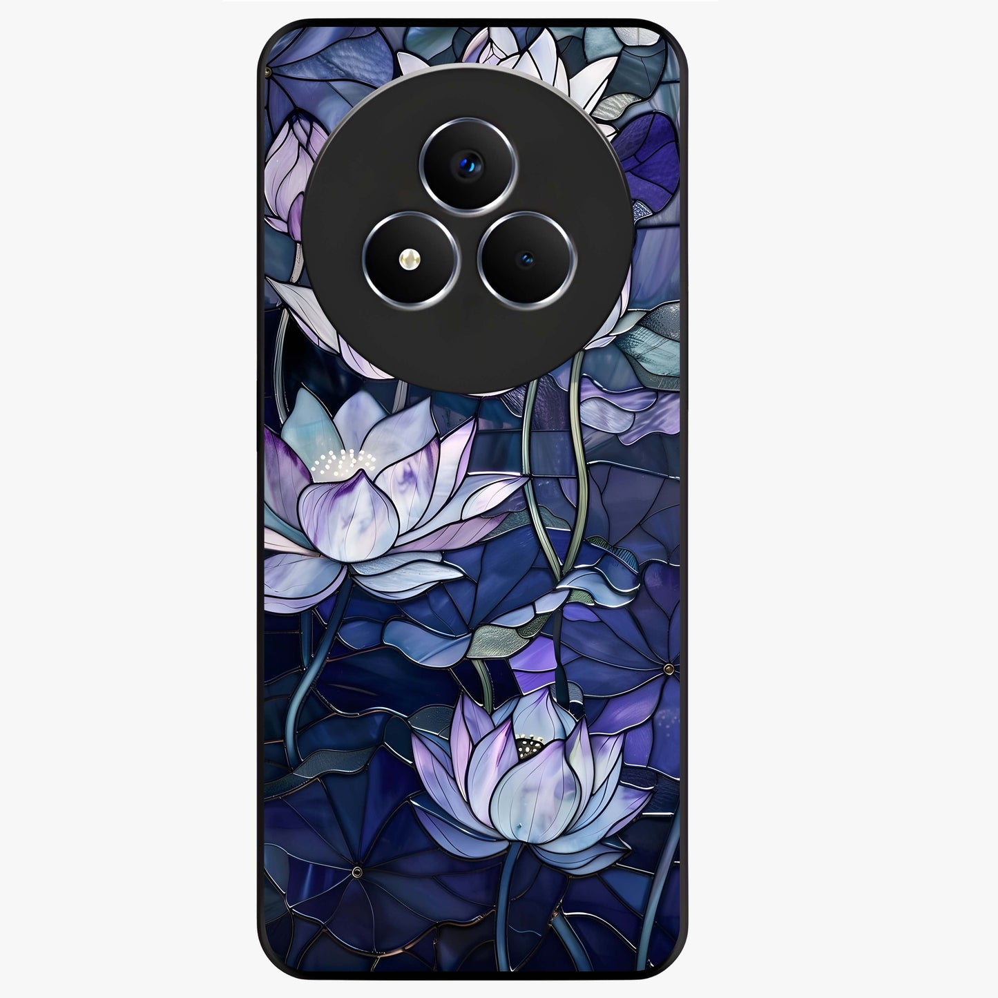 Gloss Petal Rush Glass Case showing flat back view with glossy flower petal artwork and smooth glass finish.