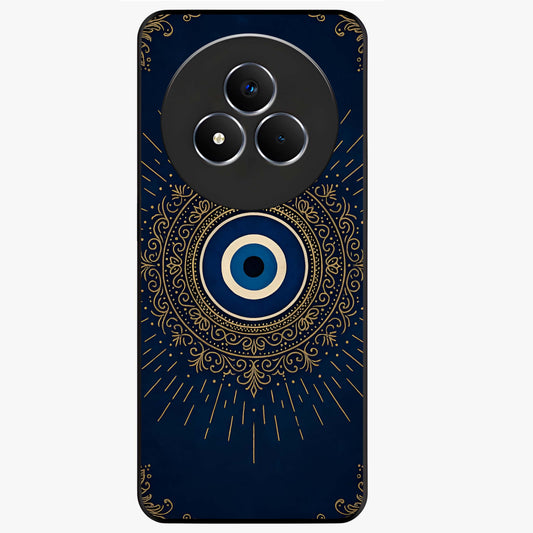 Golden Floral Majesty Glass Case showing flat back view with luxurious golden floral artwork and glossy glass finish.