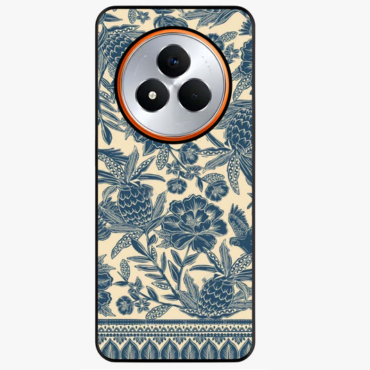 Heirloom Wild Bloom Glass Case showing flat back view with vintage inspired wild flower artwork and glossy glass finish.