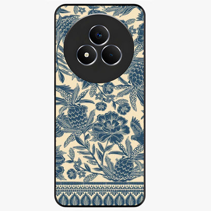 Heirloom Wild Bloom Glass Case showing flat back view with vintage inspired wild flower artwork and glossy glass finish.
