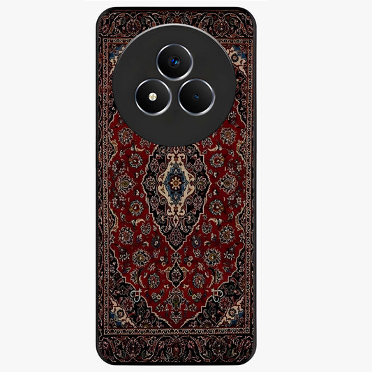 Heritage Carpet Royale Glass Case showing flat back view with ornate Persian carpet inspired pattern and glossy glass finish.
