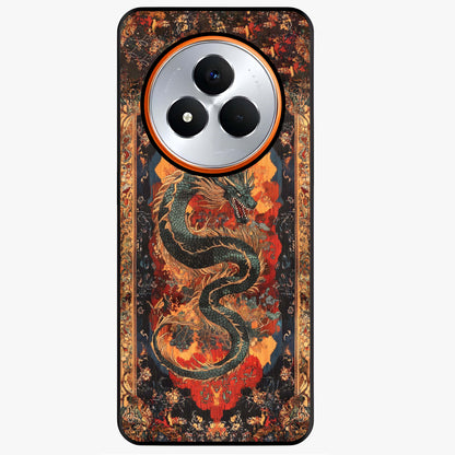 Inferno Dragon Soul Glass Case showing flat back view with fiery dragon artwork and glossy glass finish.