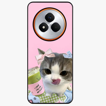 Love Matcha Cat Glass Case showing flat back view with cute cat and matcha themed artwork and glossy glass finish.