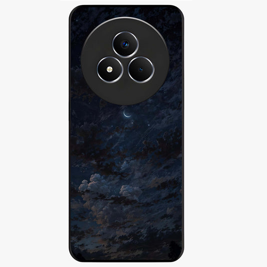 Lunar Veil Silence Glass Case showing flat back view with mystical moon veil artwork and glossy glass finish.