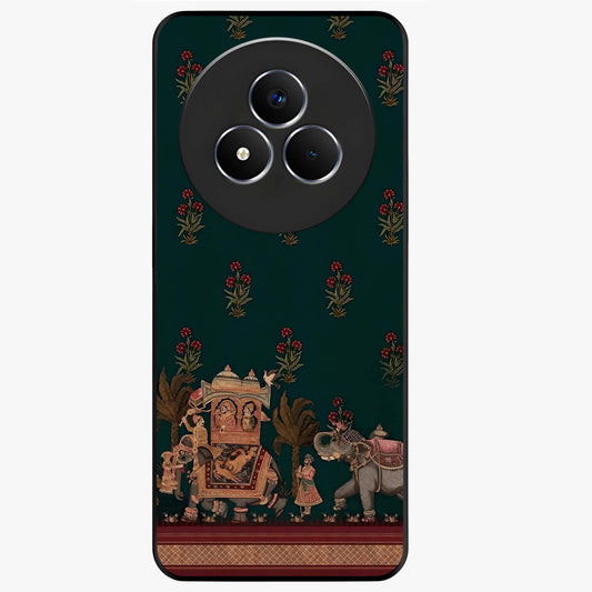 Macmerise Glass Case showing flat back view with stylish modern artwork and glossy glass finish.