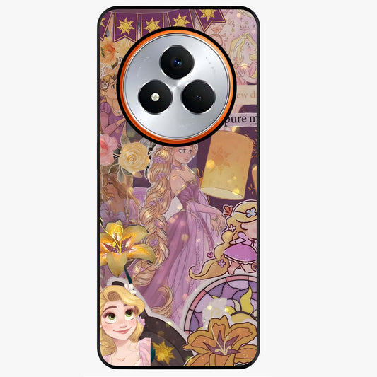 Magical Tangled Dream Glass Case showing flat back view with dreamy tangled artwork and glossy glass finish.