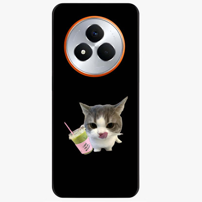 Matcha Cat Style Glass Case showing flat back view with cute matcha themed cat artwork and glossy glass finish.