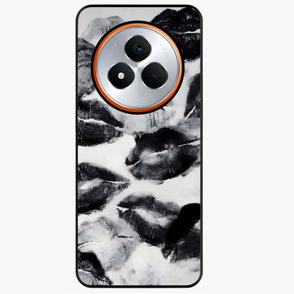 Midnight Kiss Marks Glass Case showing flat back view with lipstick kiss mark artwork and glossy glass finish.