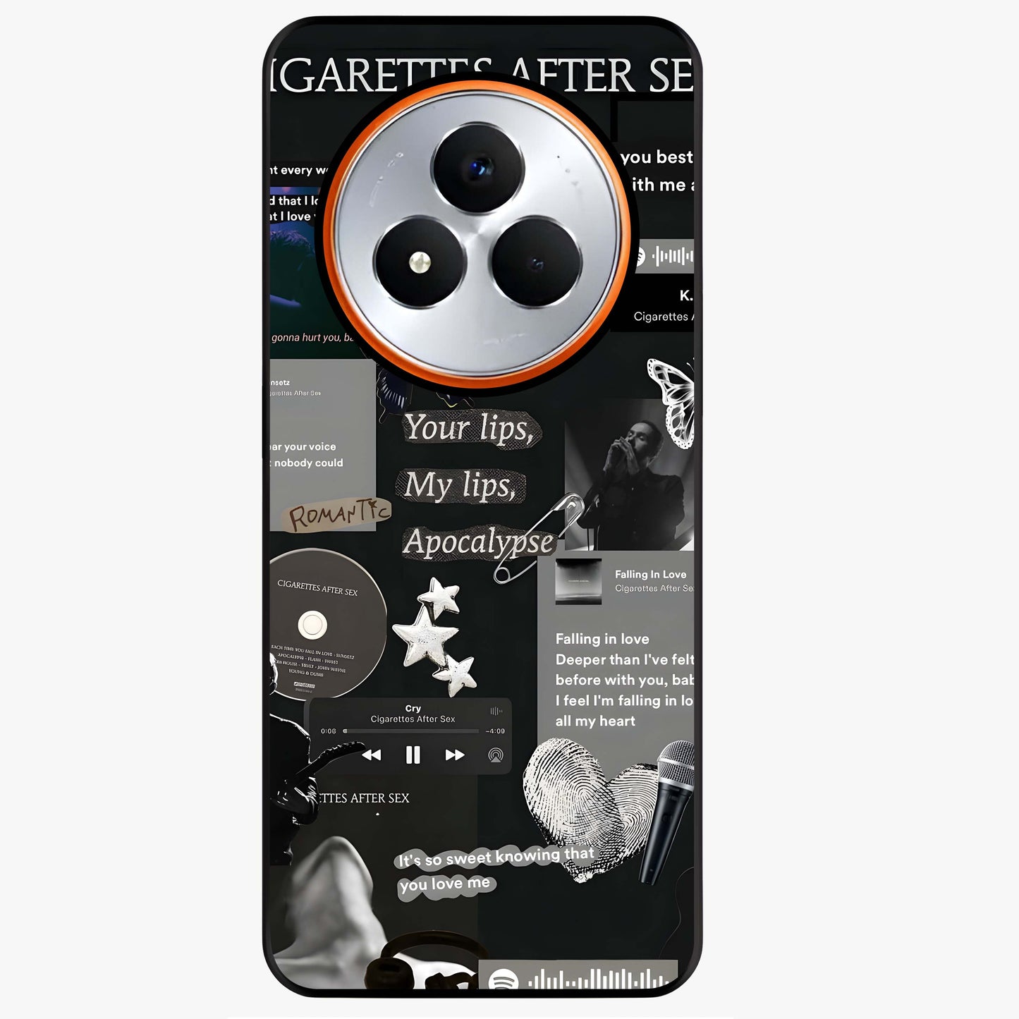 Midnight Love Echo Glass Case showing flat back view with romantic midnight themed artwork and glossy glass finish.