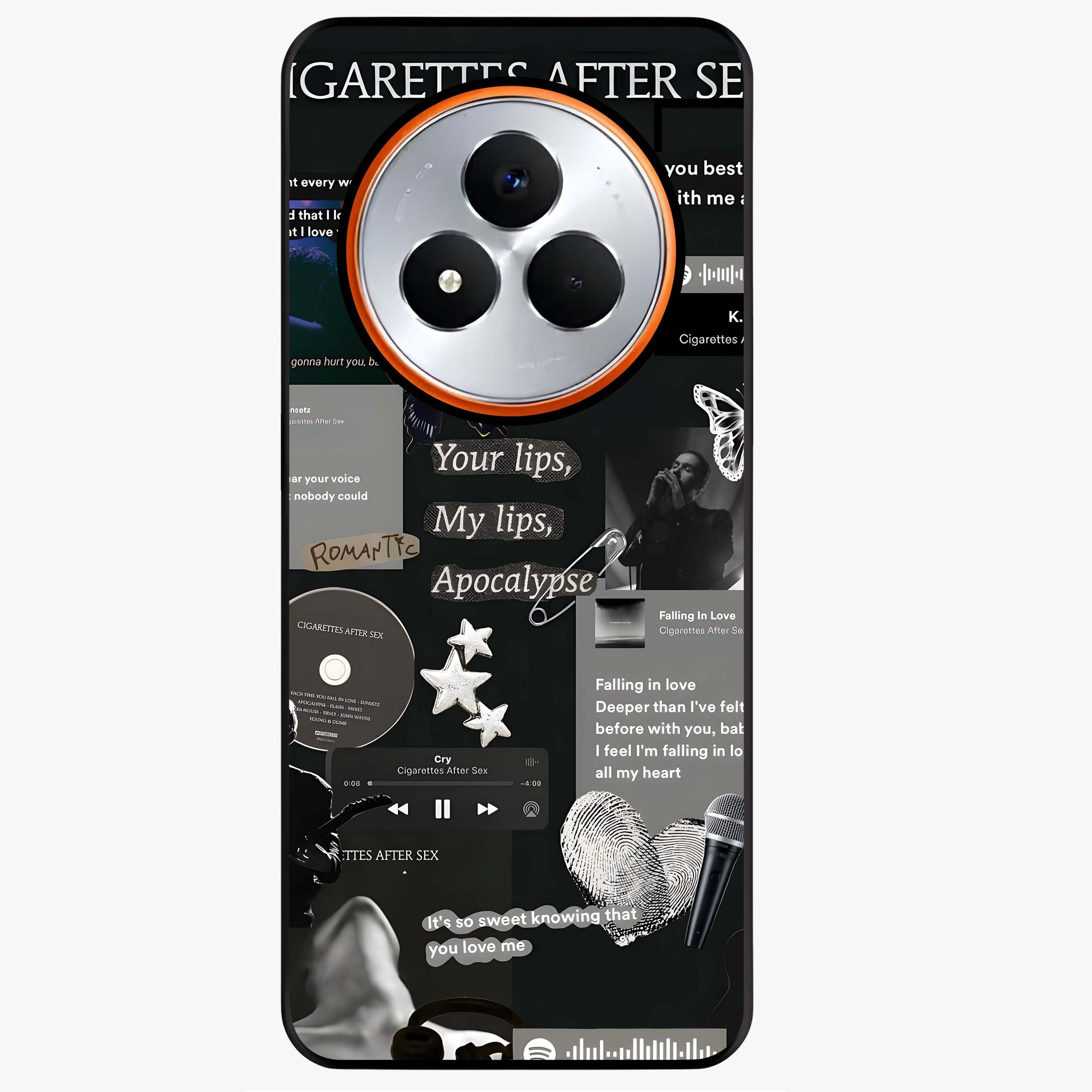 Midnight Love Echo Glass Case showing flat back view with romantic midnight themed artwork and glossy glass finish.