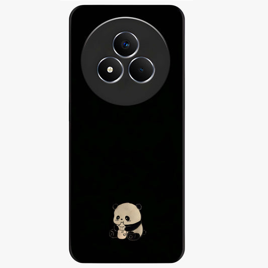 Midnight Panda Love Glass Case showing flat back view with cute panda themed artwork and glossy glass finish.