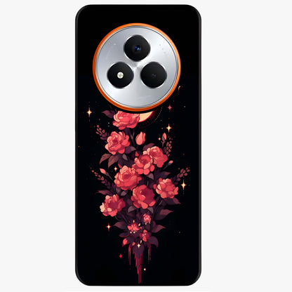Moonlit Floral Elegance Glass Case showing flat back view with elegant floral artwork under moonlit tones and glossy glass finish.