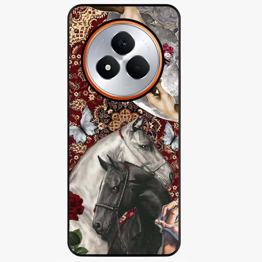Moonlit Royal Stallion Glass Case showing flat back view with majestic horse under moonlight artwork and glossy glass finish.
