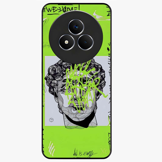 Neo Graffiti Rebellion Glass Case showing flat back view with vibrant graffiti artwork and glossy glass finish.