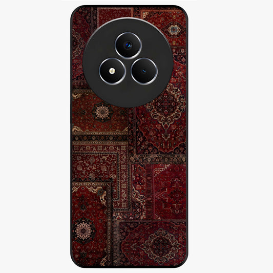 Persian Velvet Tale Glass Case showing flat back view with luxurious Persian velvet pattern artwork and glossy glass finish.