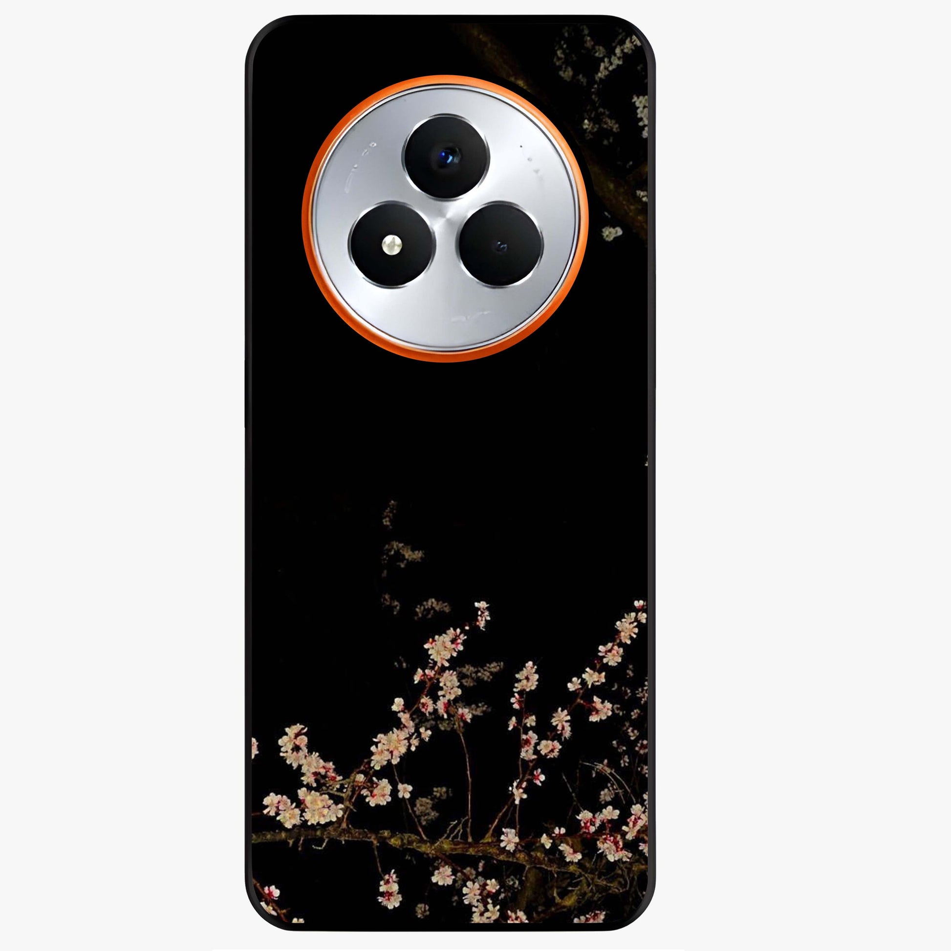 Petal Moon Light With Custom Name Glass Case showing flat back view with floral moonlight artwork and personalized name design.