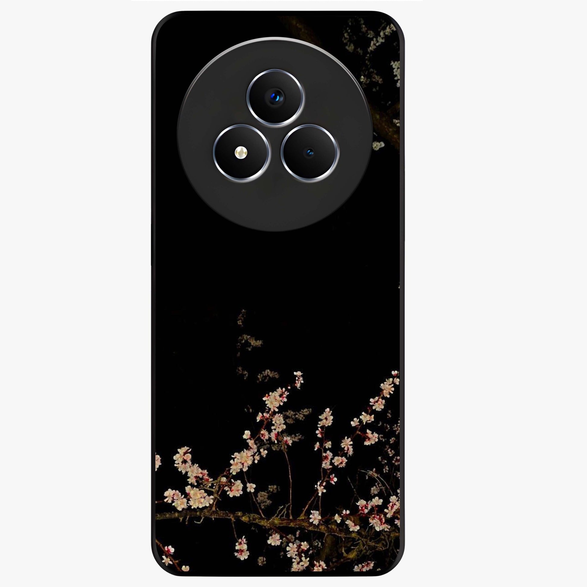 Petal Moon Light With Custom Name Glass Case showing flat back view with floral moonlight artwork and personalized name design.