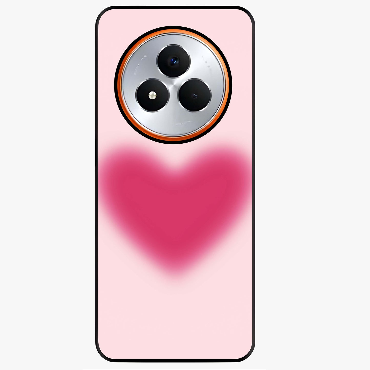 Pink Aura Heart Glass Case showing flat back view with glowing heart artwork and glossy glass finish.