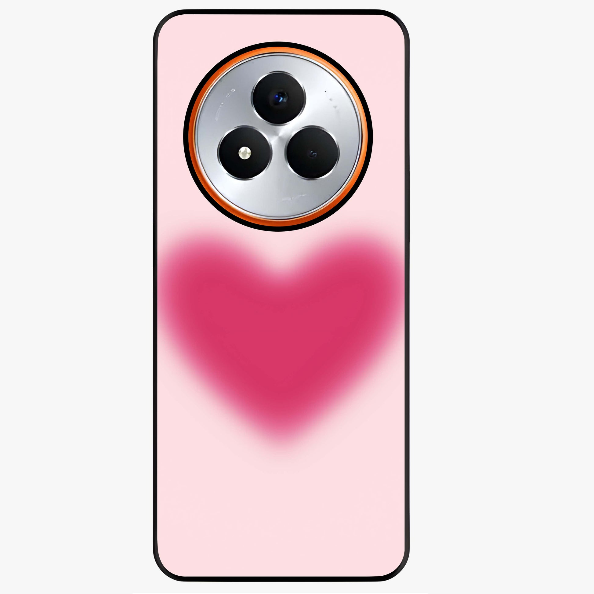 Pink Aura Heart Glass Case showing flat back view with glowing heart artwork and glossy glass finish.