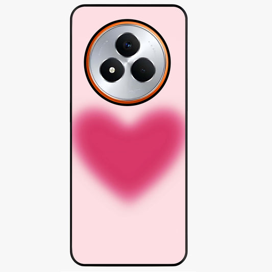Pink Aura Heart Glass Case showing flat back view with glowing heart artwork and glossy glass finish.