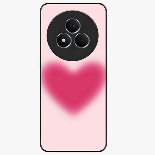 Pink Aura Heart Glass Case showing flat back view with glowing heart artwork and glossy glass finish.