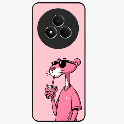 Pink Panther Glass Case showing flat back view with iconic pink panther artwork and glossy glass finish.